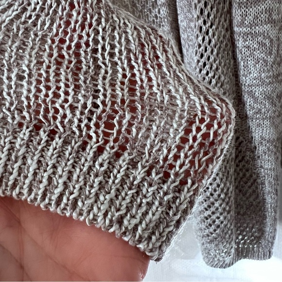 EUC Tahari Linen Blend Open Knit Cardigan in Gray size Large - Picture 5 of 9